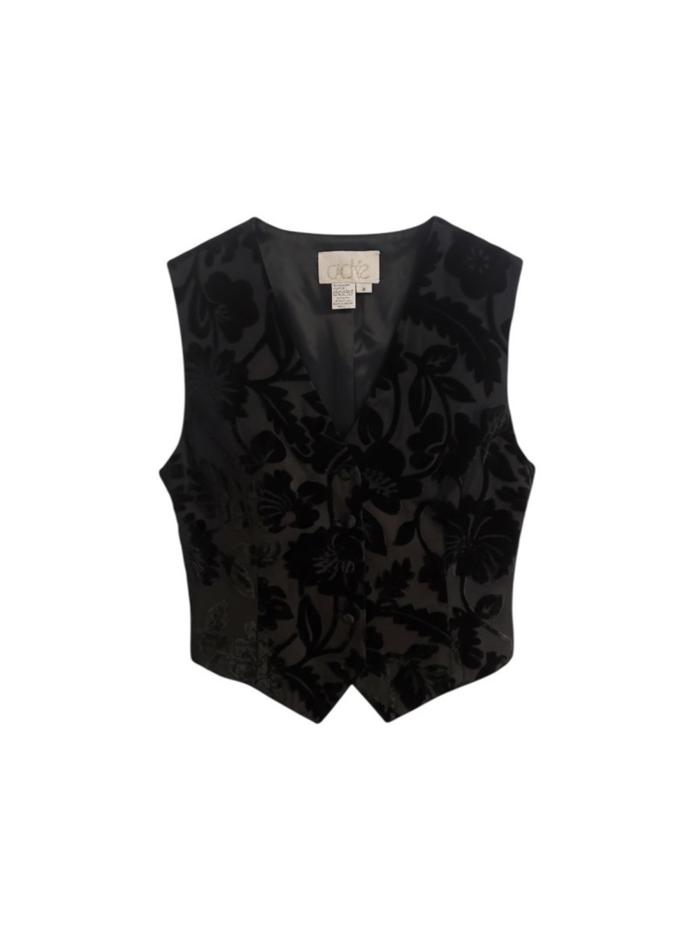 Vintage Cache Black Velvet Floral Vest